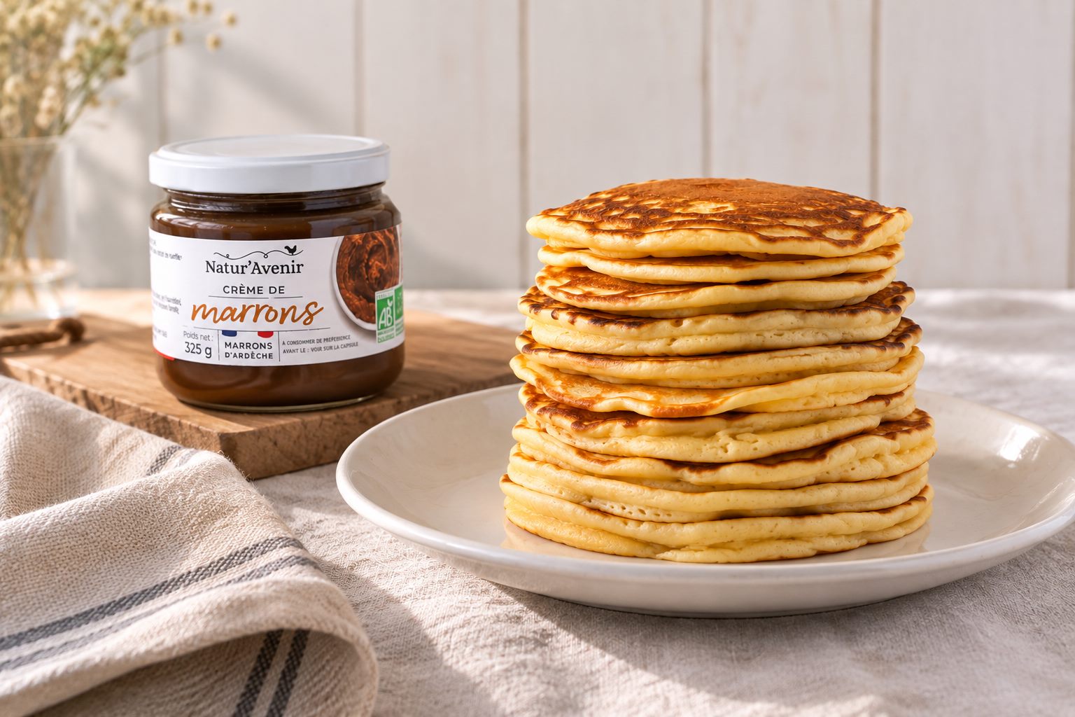 Crème de marrons sur crêpes et pancakes